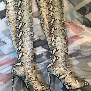 Steve Madden snake print thigh highs
